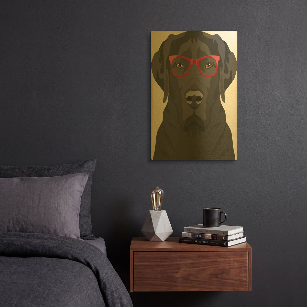 'Labrador Retriever Wearing Hipster Glasses 2' By Furbaby Affiliates Gold Metal Wall Art