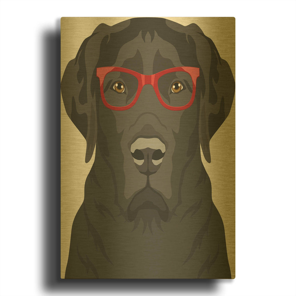 'Labrador Retriever Wearing Hipster Glasses 2' By Furbaby Affiliates Gold Metal Wall Art