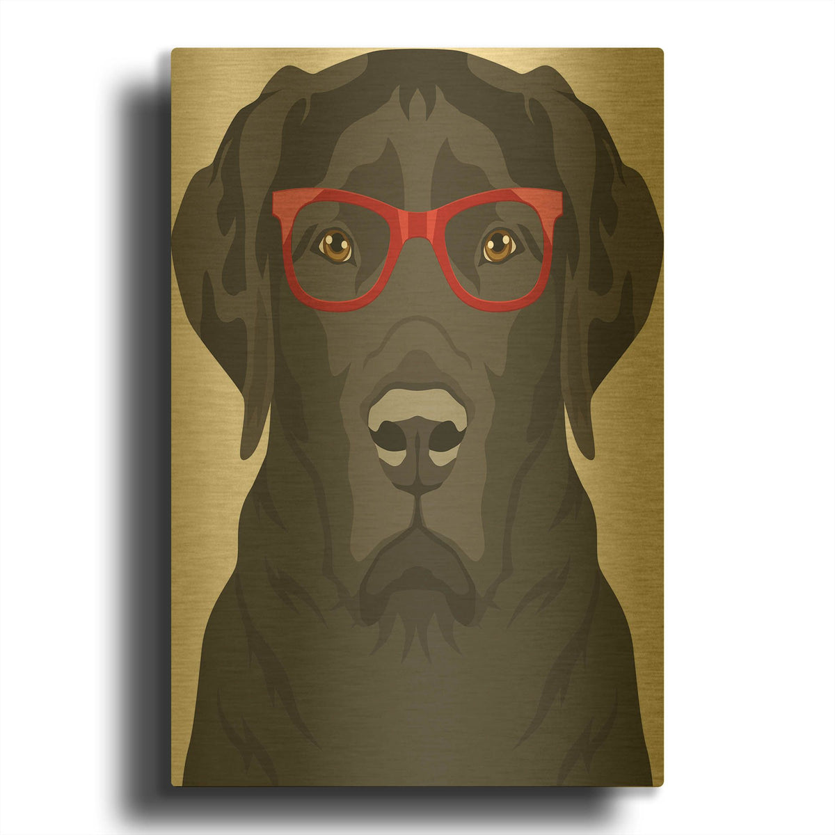 'Labrador Retriever Wearing Hipster Glasses 2' By Furbaby Affiliates Gold Metal Wall Art