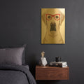 'Labrador Retriever Wearing Hipster Glasses' By Furbaby Affiliates Gold Metal Wall Art