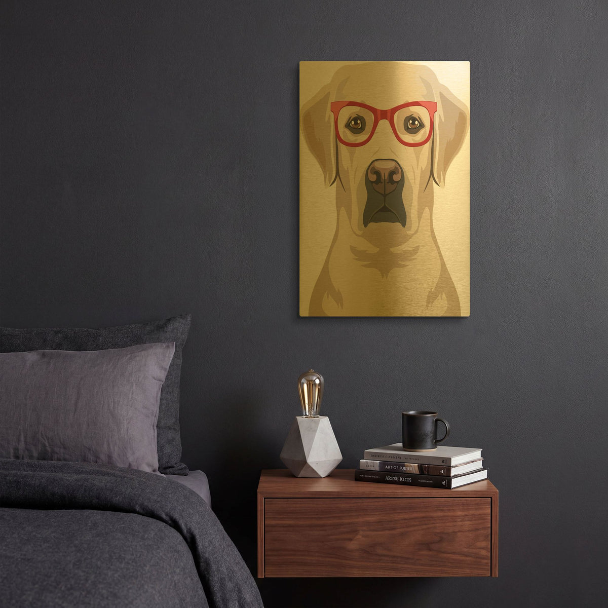 'Labrador Retriever Wearing Hipster Glasses' By Furbaby Affiliates Gold Metal Wall Art