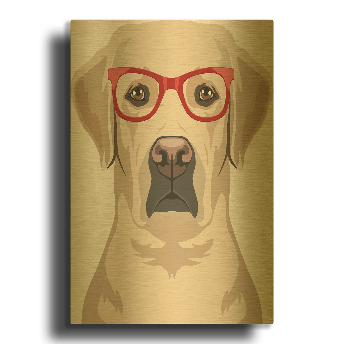 'Labrador Retriever Wearing Hipster Glasses' By Furbaby Affiliates Gold Metal Wall Art