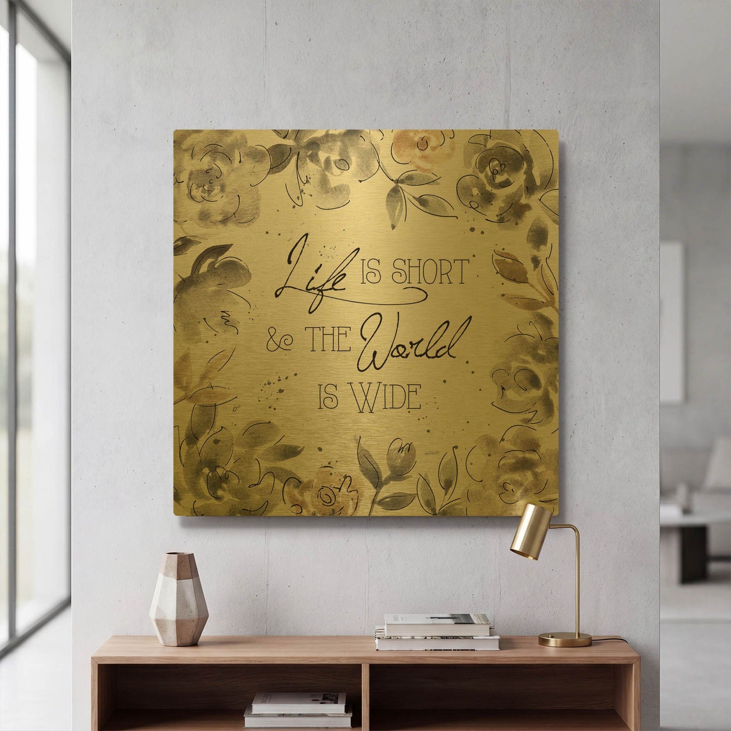 'Skyline Sketches V' By Anne Tavoletti Gold Metal Wall Art