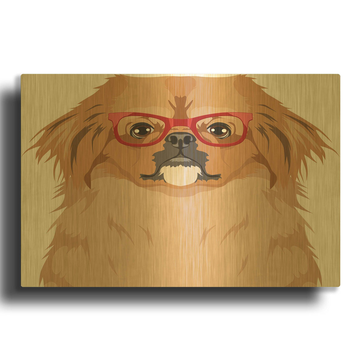 'Pekingese Wearing Hipster Glasses' By Furbaby Affiliates Gold Metal Wall Art