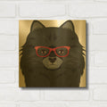 'Pomeranian Wearing Hipster Glasses 2' By Furbaby Affiliates Gold Metal Wall Art