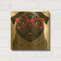'Pug Wearing Hipster Glasses 4' By Furbaby Affiliates Gold Metal Wall Art