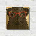 'Pug Wearing Hipster Glasses' By Furbaby Affiliates Gold Metal Wall Art