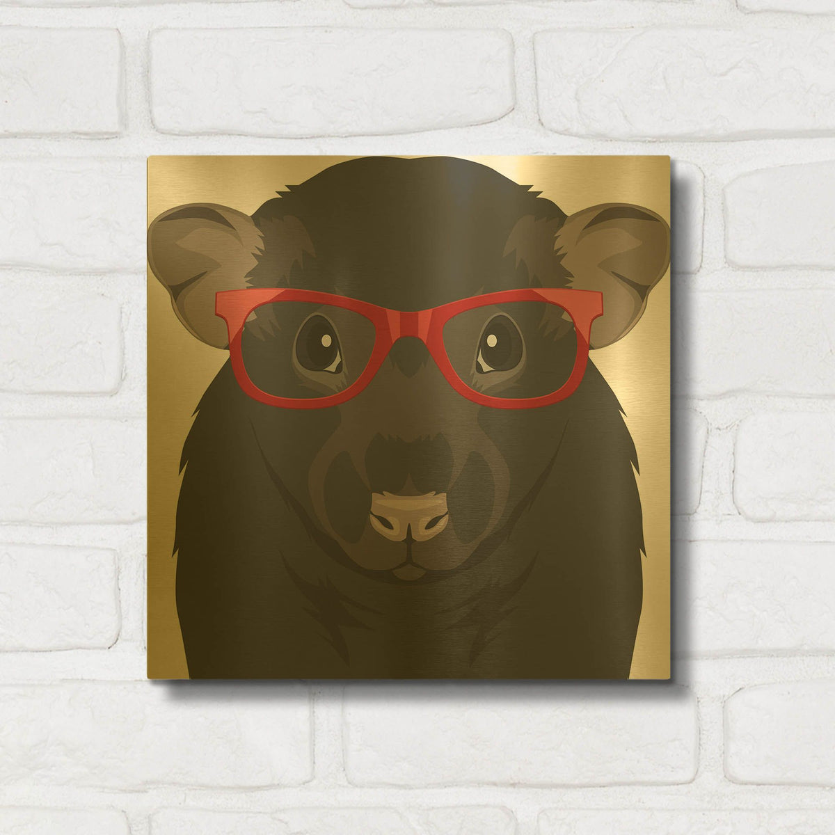 'Rat Wearing Hipster Glasses' By Furbaby Affiliates Gold Metal Wall Art