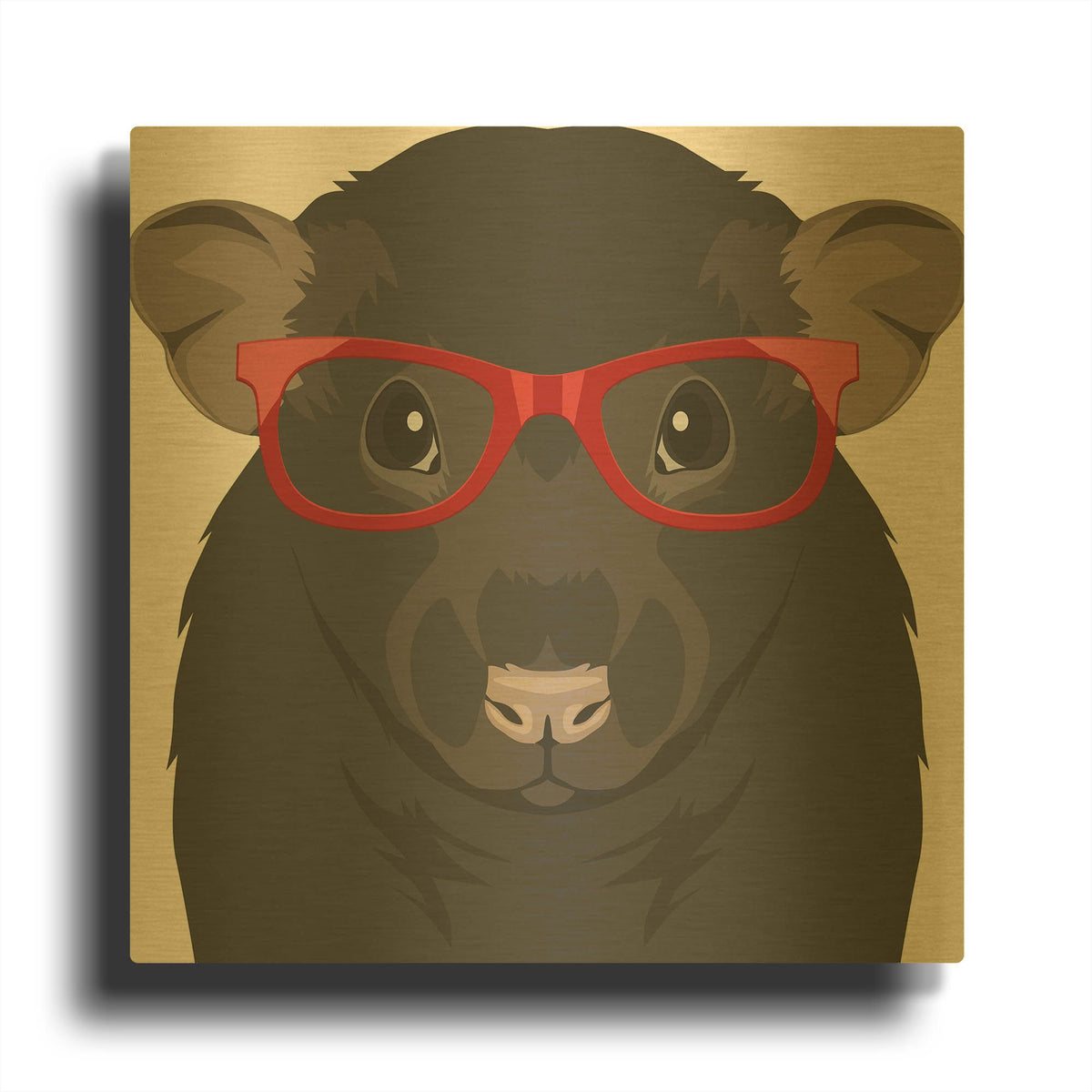 'Rat Wearing Hipster Glasses' By Furbaby Affiliates Gold Metal Wall Art