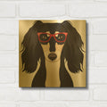 'Saluki Wearing Hipster Glasses' By Furbaby Affiliates Gold Metal Wall Art