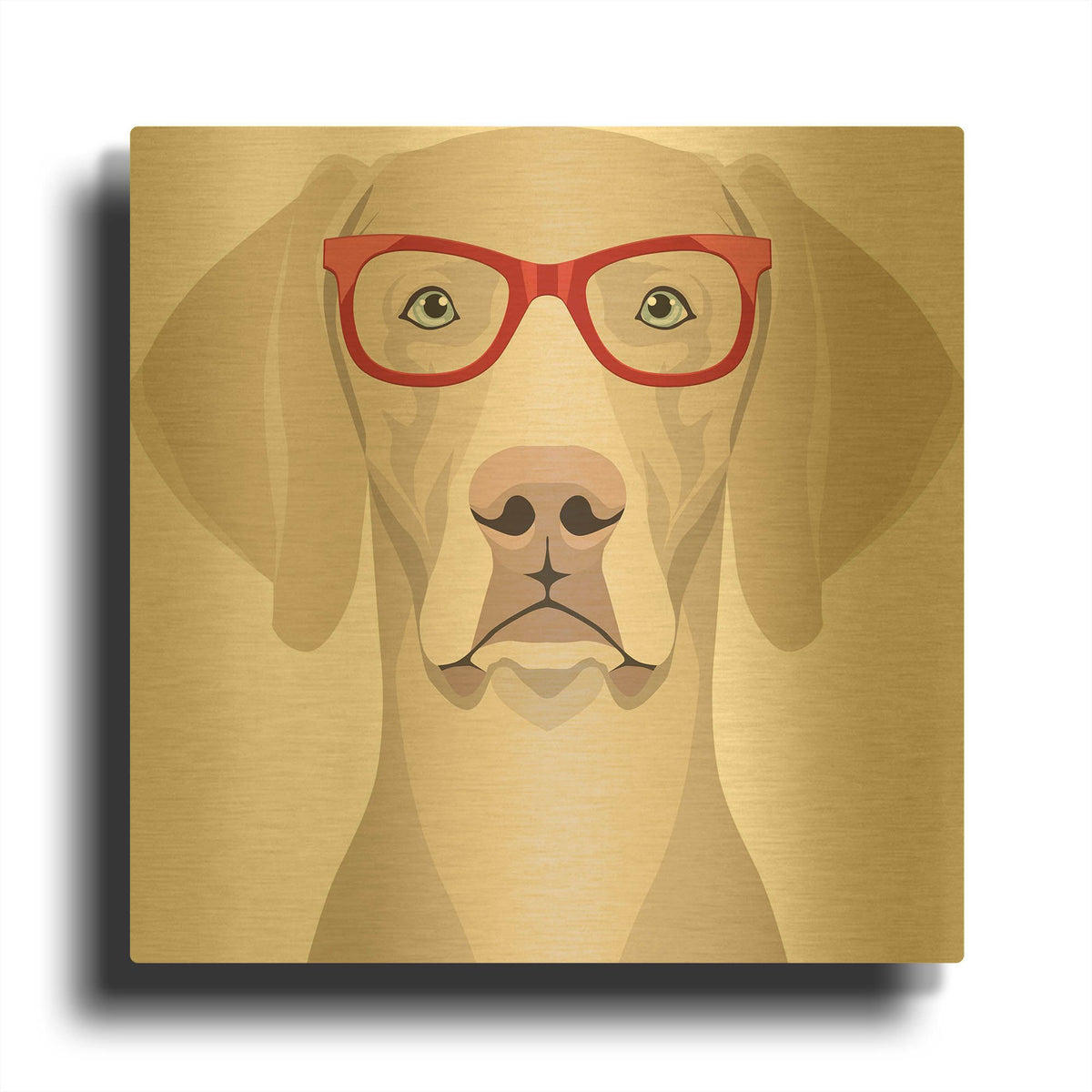 'Weimaraner Wearing Hipster Glasses 2' By Furbaby Affiliates Gold Metal Wall Art