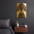 'Wire Haired Dachshund Wearing Hipster Glasses' By Furbaby Affiliates Gold Metal Wall Art