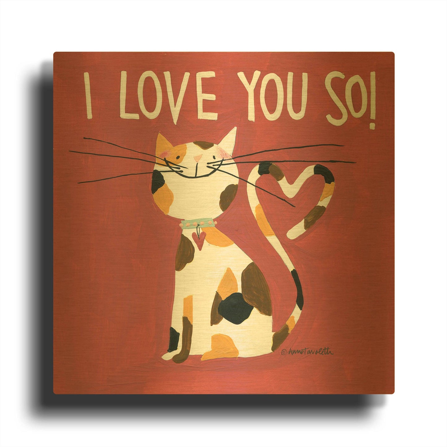 'Happy Cats I Love You So' By Anne Tavoletti Gold Metal Wall Art