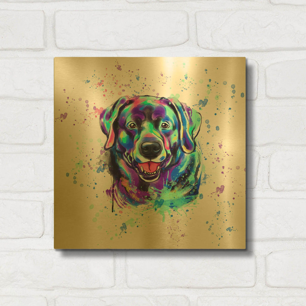 'Colorful Watercolor Labrador Retriever 2' By Furbaby Affiliates Gold Metal Wall Art