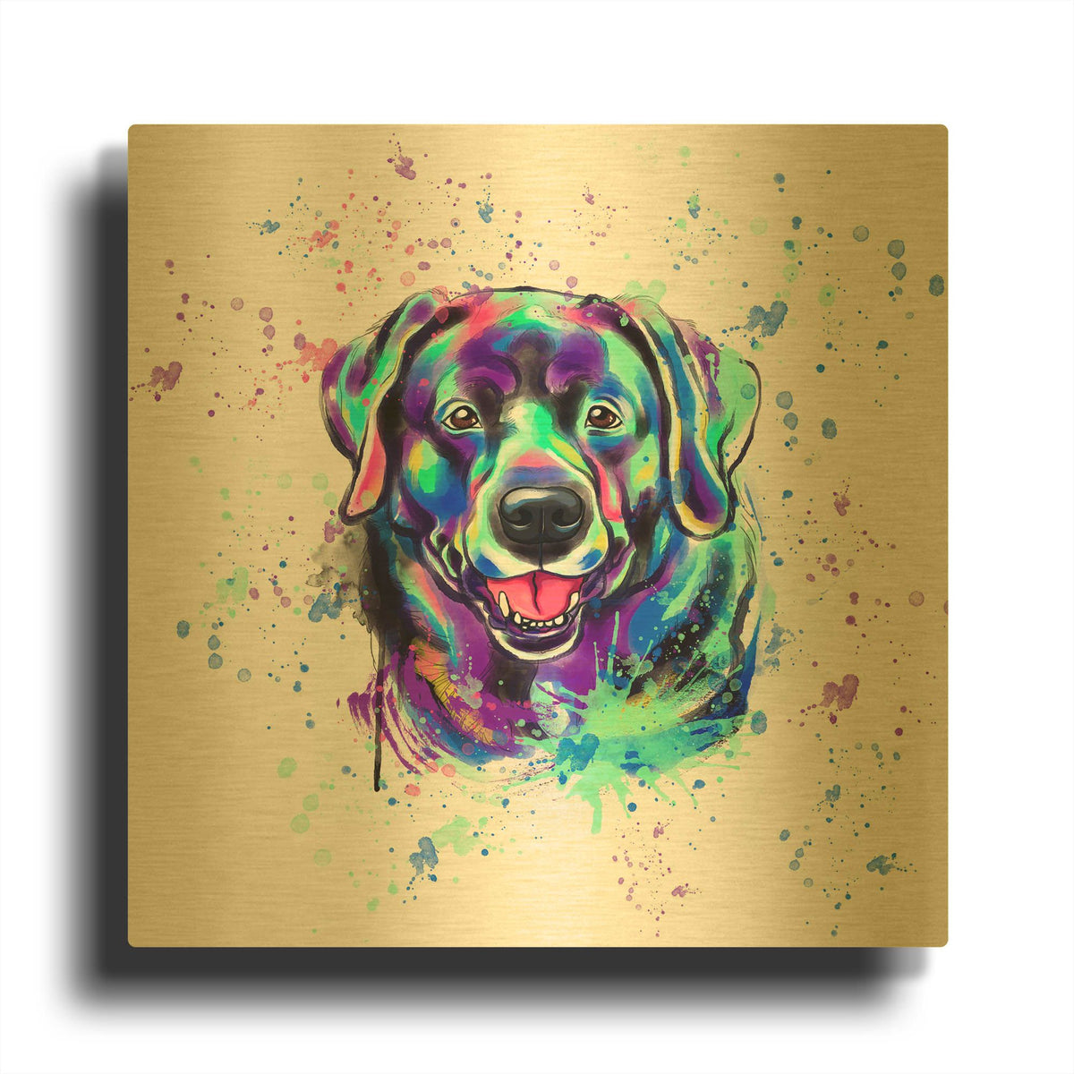 'Colorful Watercolor Labrador Retriever 2' By Furbaby Affiliates Gold Metal Wall Art