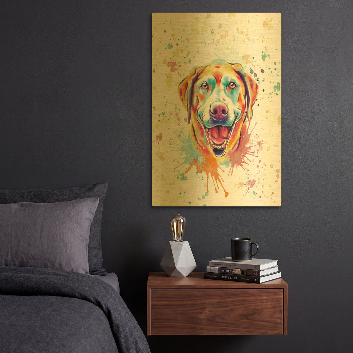 'Colorful Watercolor Labrador Retriever 5' By Furbaby Affiliates Gold Metal Wall Art