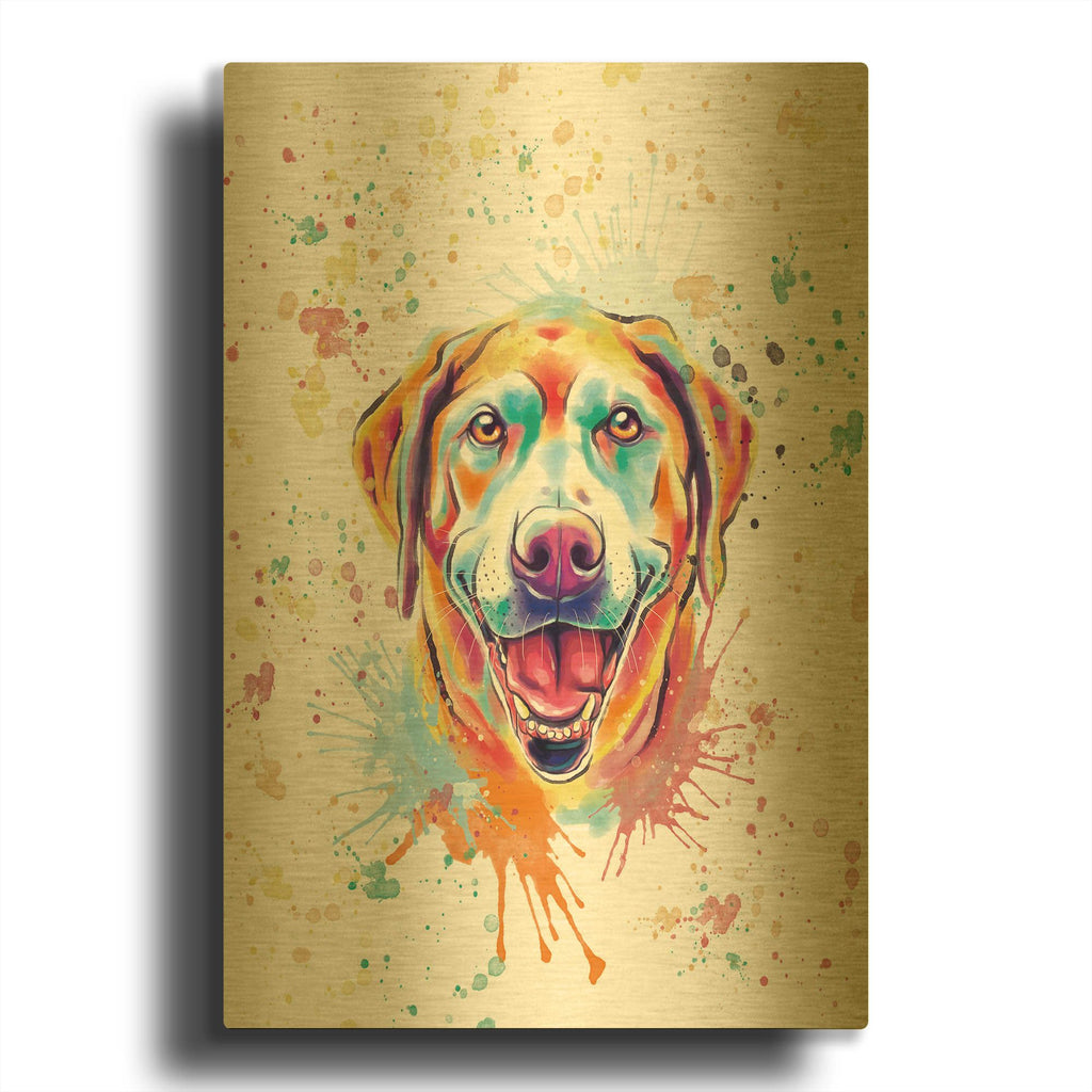 'Colorful Watercolor Labrador Retriever 5' By Furbaby Affiliates Gold Metal Wall Art