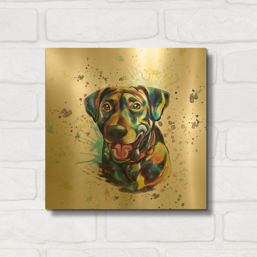 'Colorful Watercolor Labrador Retriever' By Furbaby Affiliates Gold Metal Wall Art