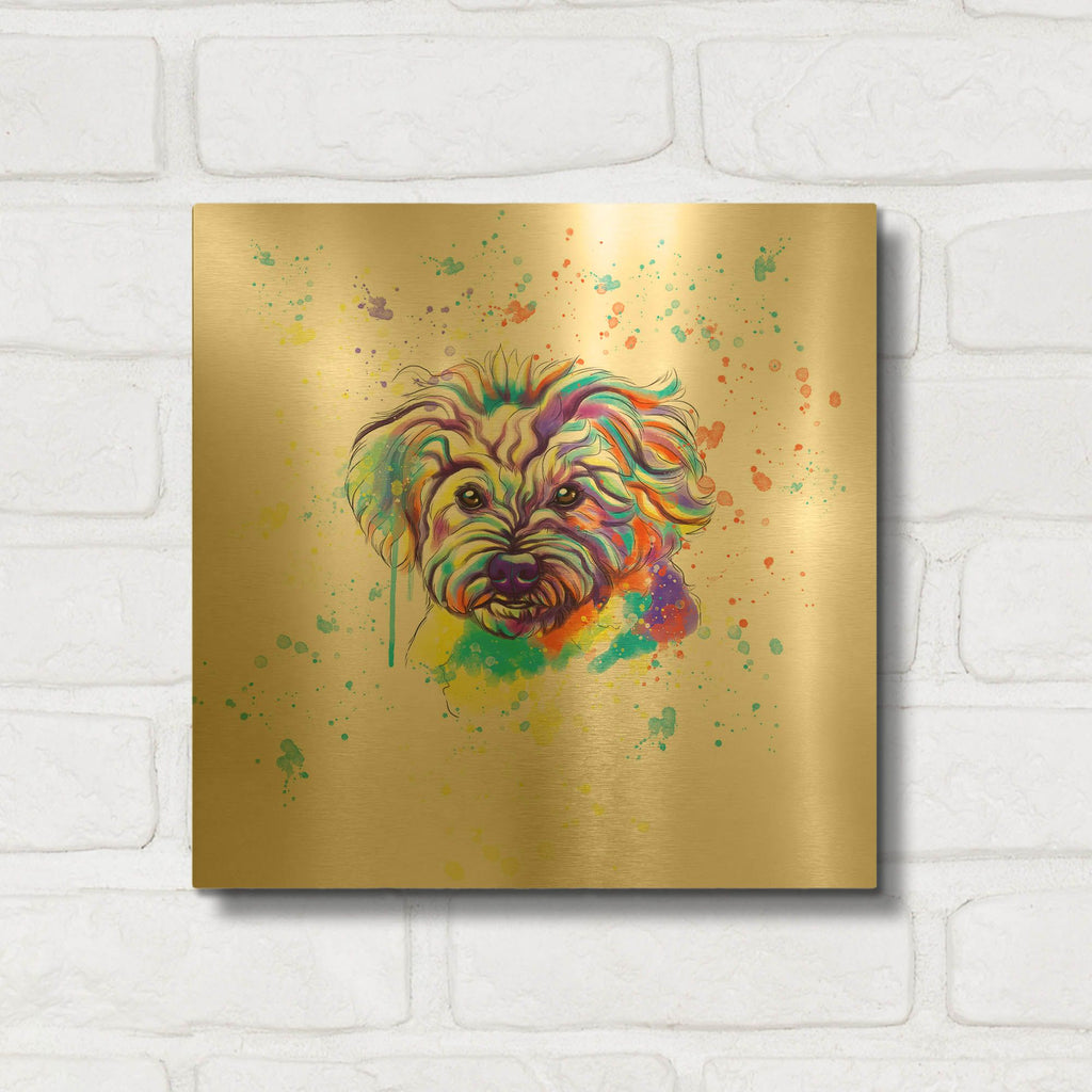 'Colorful Watercolor Maltese' By Furbaby Affiliates Gold Metal Wall Art