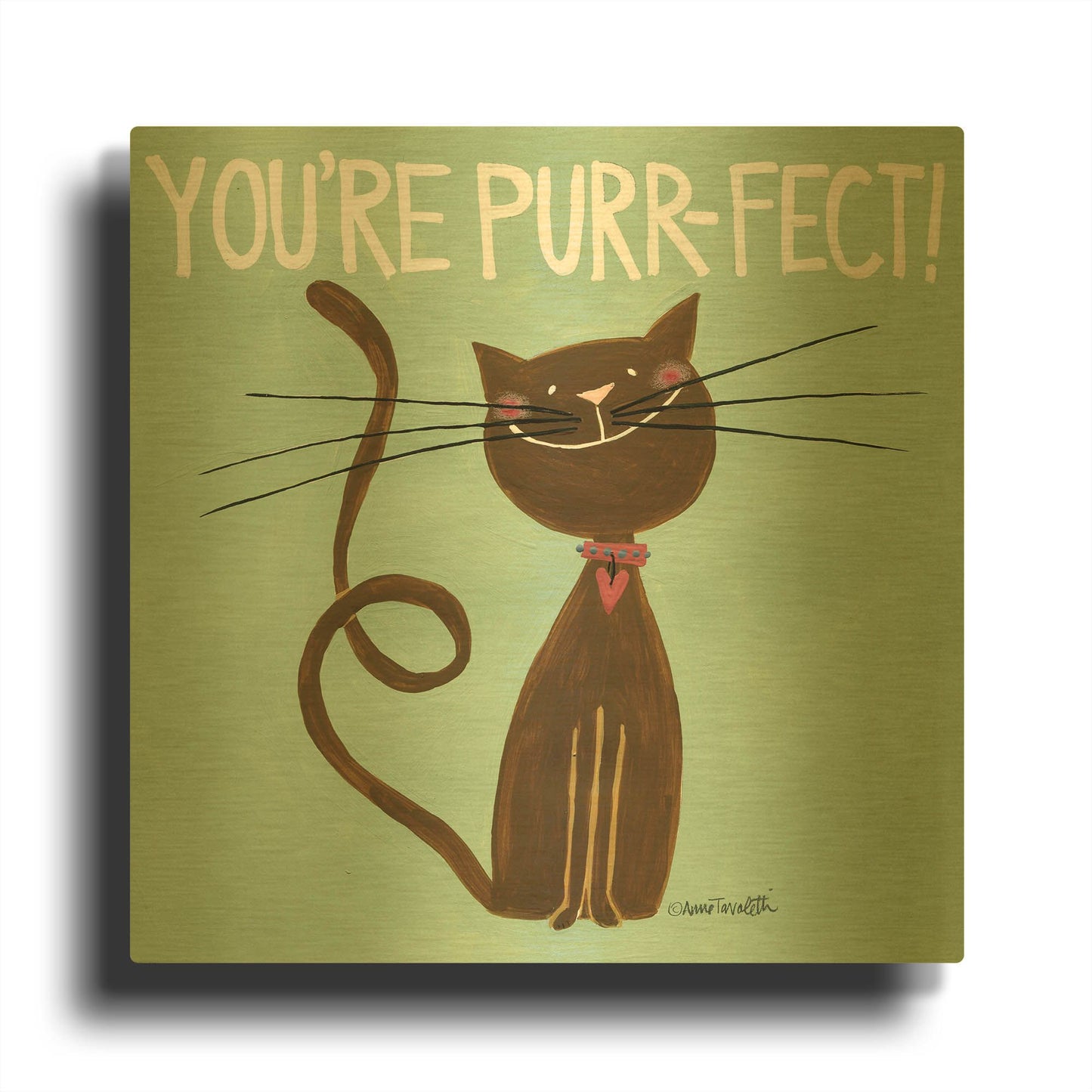 'Happy Cats Youre Purr-fect' By Anne Tavoletti Gold Metal Wall Art