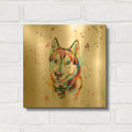 'Colorful Watercolor Siberian Husky' By Furbaby Affiliates Gold Metal Wall Art