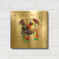 'Colorful Watercolor Staffordshire Terrier 2' By Furbaby Affiliates Gold Metal Wall Art
