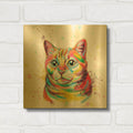 'Colorful Watercolor Tabby Cat 2' By Furbaby Affiliates Gold Metal Wall Art