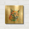 'Colorful Watercolor Tabby Cat' By Furbaby Affiliates Gold Metal Wall Art
