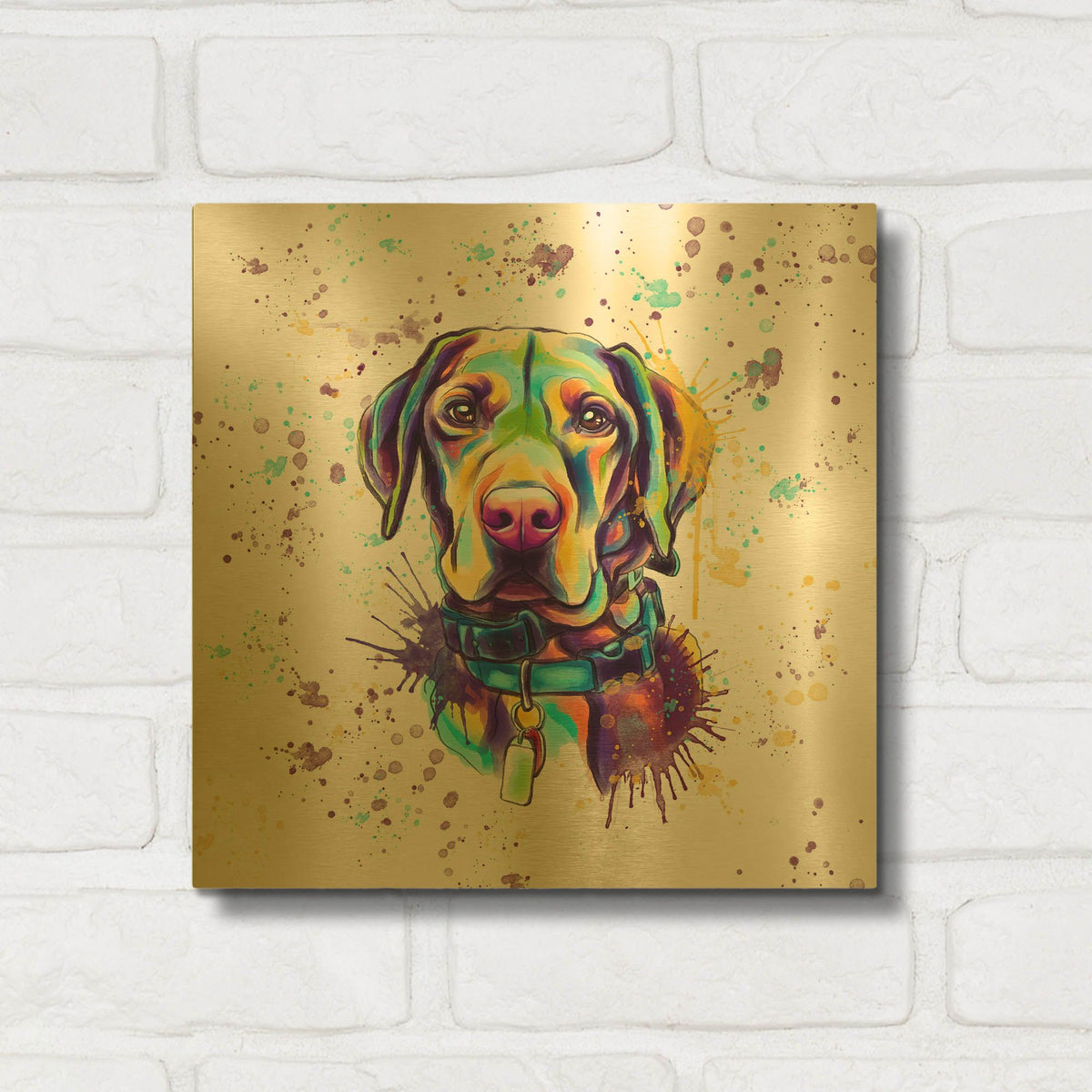 'Colorful Watercolor Vizsla' By Furbaby Affiliates Gold Metal Wall Art
