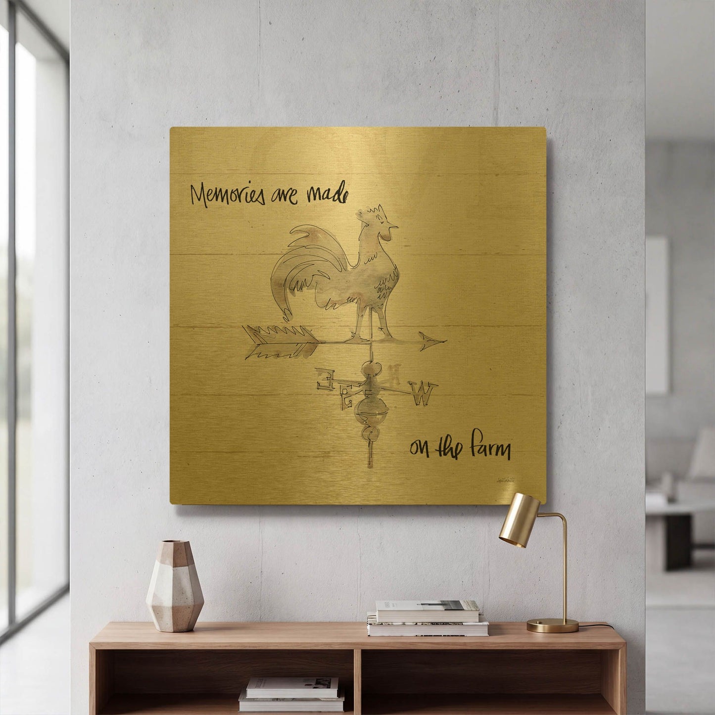 'Farm Memories V' By Anne Tavoletti Gold Metal Wall Art