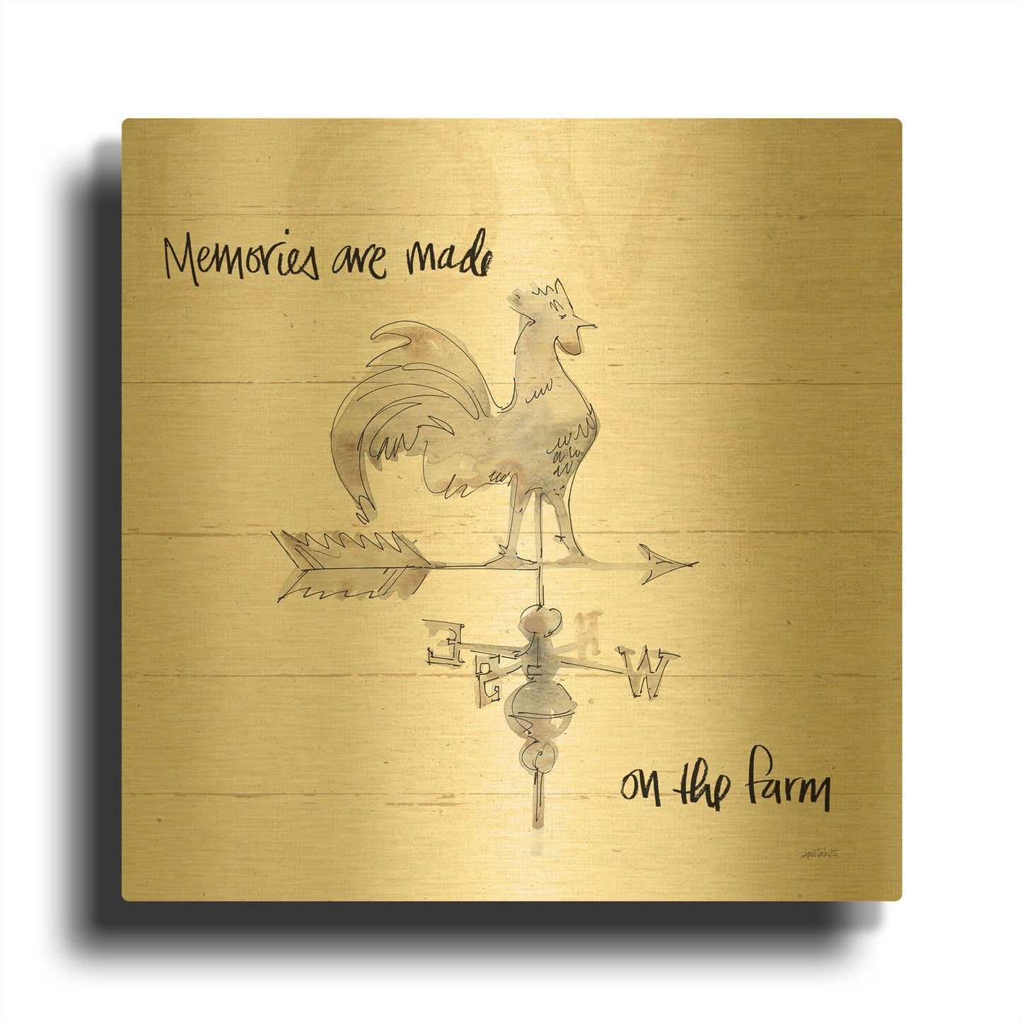 'Farm Memories V' By Anne Tavoletti Gold Metal Wall Art