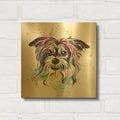 'Colorful Watercolor Yorkshire Terrier' By Furbaby Affiliates Gold Metal Wall Art