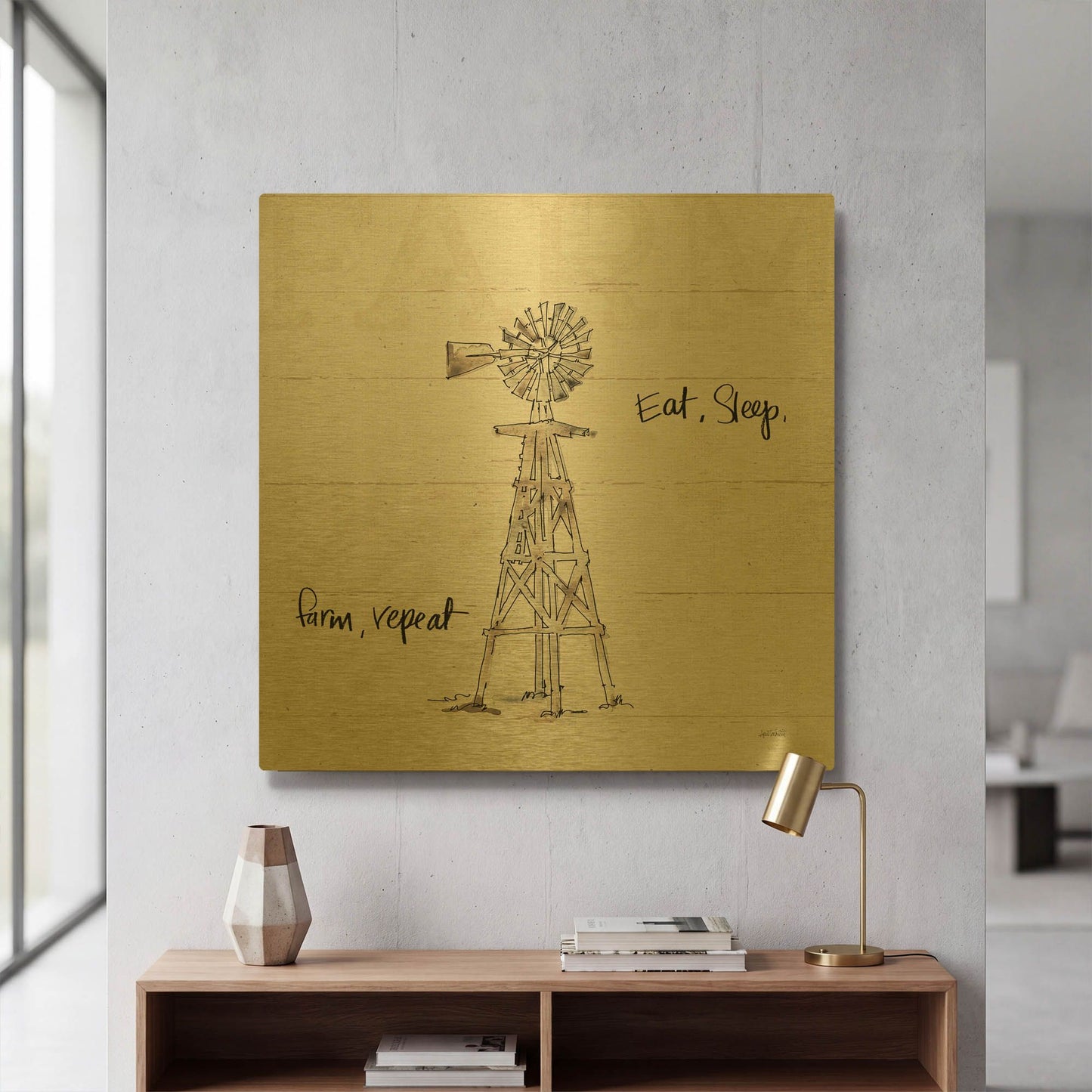 'Farm Memories VI' By Anne Tavoletti Gold Metal Wall Art