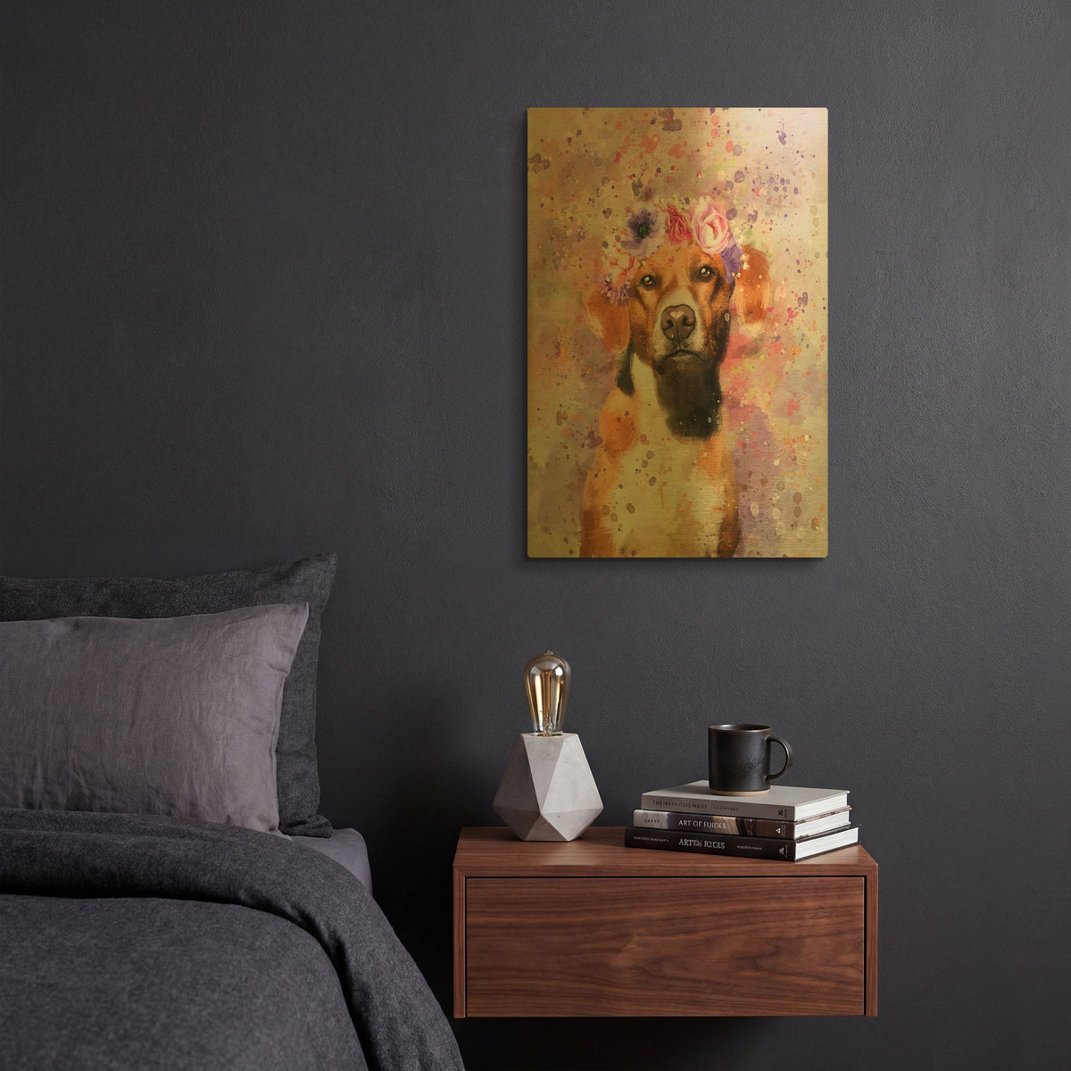 'Flower Crown Brittany Spaniel' By Furbaby Affiliates Gold Metal Wall Art
