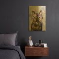 'Flower Crown Calico Cat 3' By Furbaby Affiliates Gold Metal Wall Art