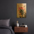 'Flower Crown Calico Cat 5' By Furbaby Affiliates Gold Metal Wall Art