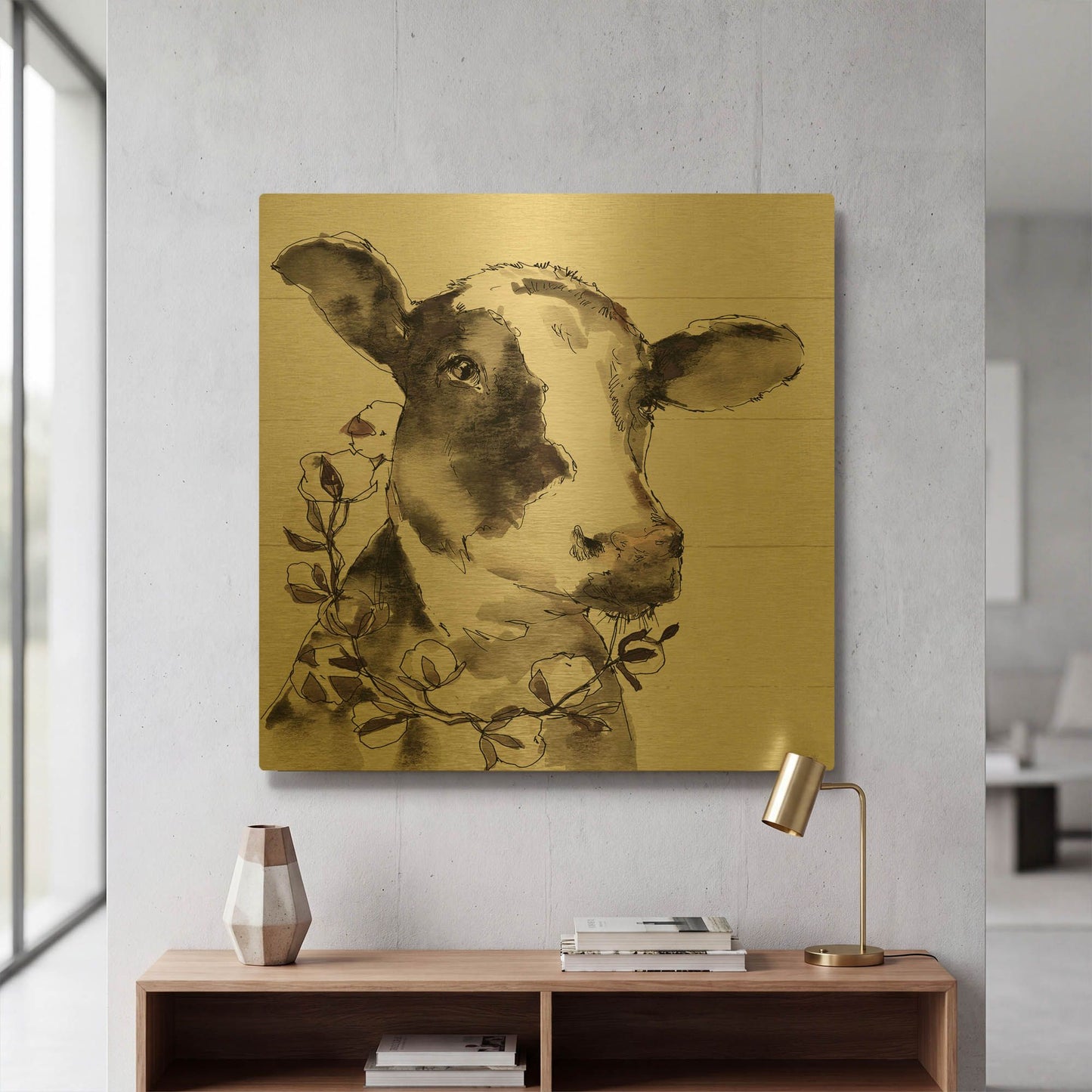 'Country Life IV' By Anne Tavoletti Gold Metal Wall Art