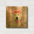 'Flower Crown Labrador Retriever 4' By Furbaby Affiliates Gold Metal Wall Art