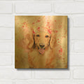 'Flower Crown Long Haired Dachshund' By Furbaby Affiliates Gold Metal Wall Art