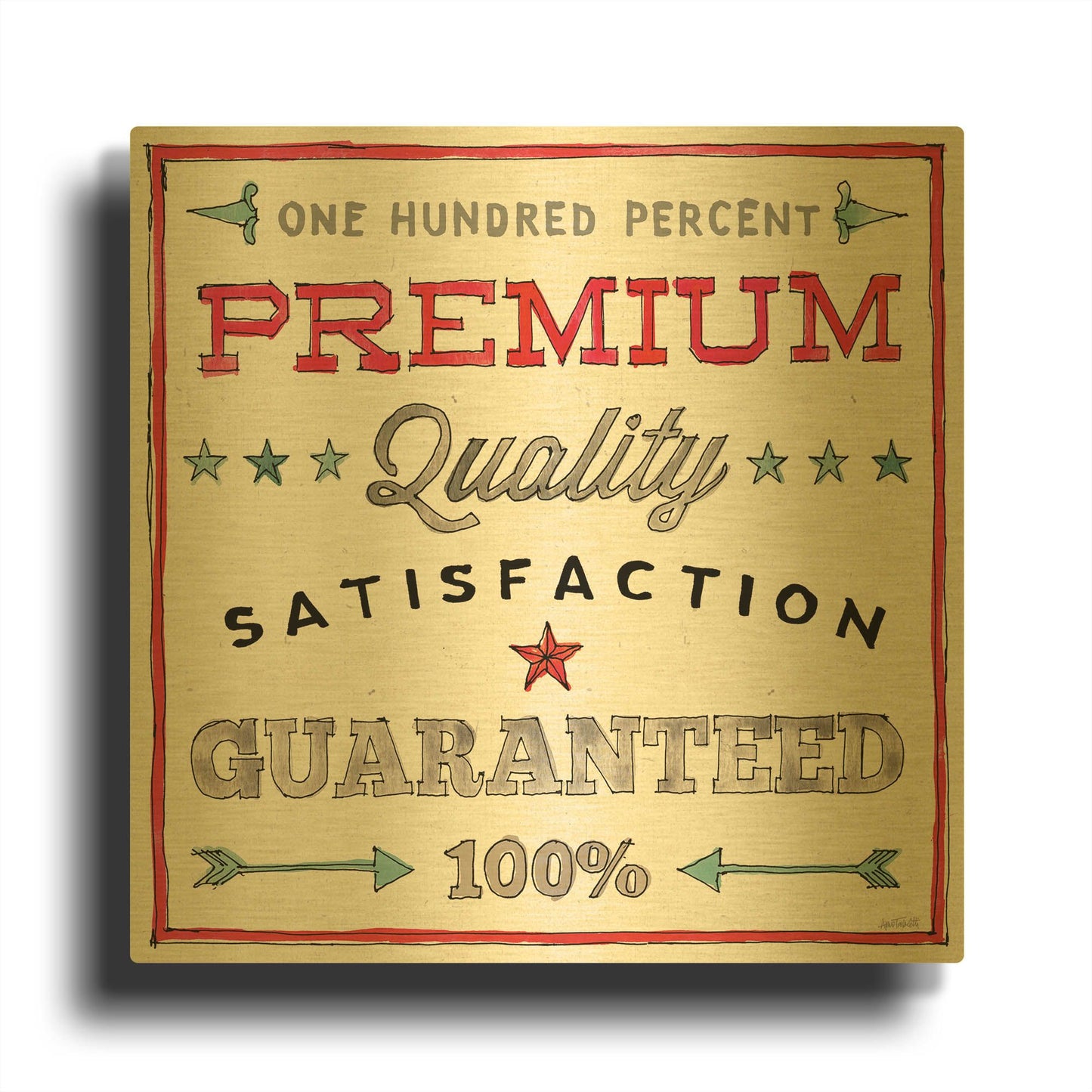 'Farm Signs VII' By Anne Tavoletti Gold Metal Wall Art