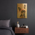 'Flower Crown Miniature Pinscher' By Furbaby Affiliates Gold Metal Wall Art