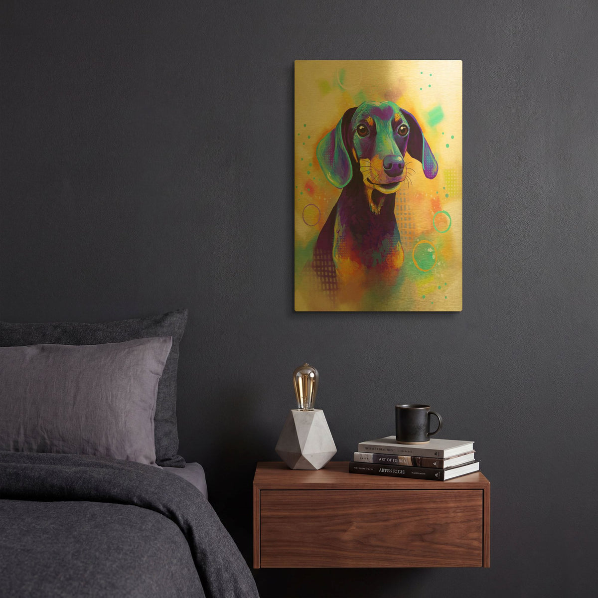 'Pop Art Dachshund 2' By Furbaby Affiliates Gold Metal Wall Art