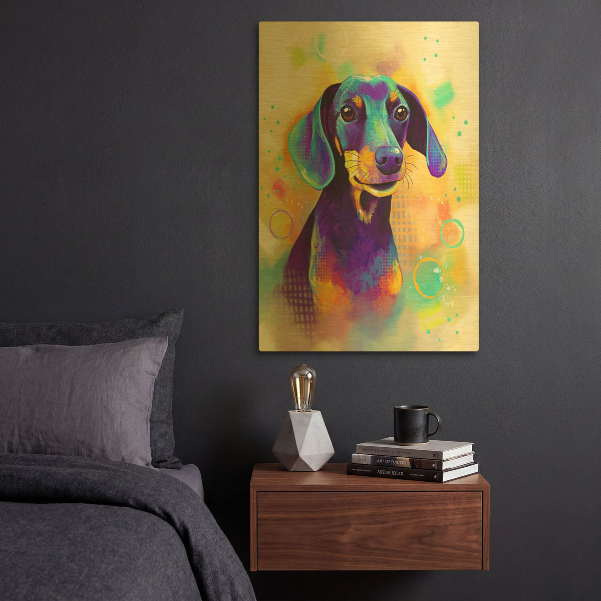 'Pop Art Dachshund 2' By Furbaby Affiliates Gold Metal Wall Art