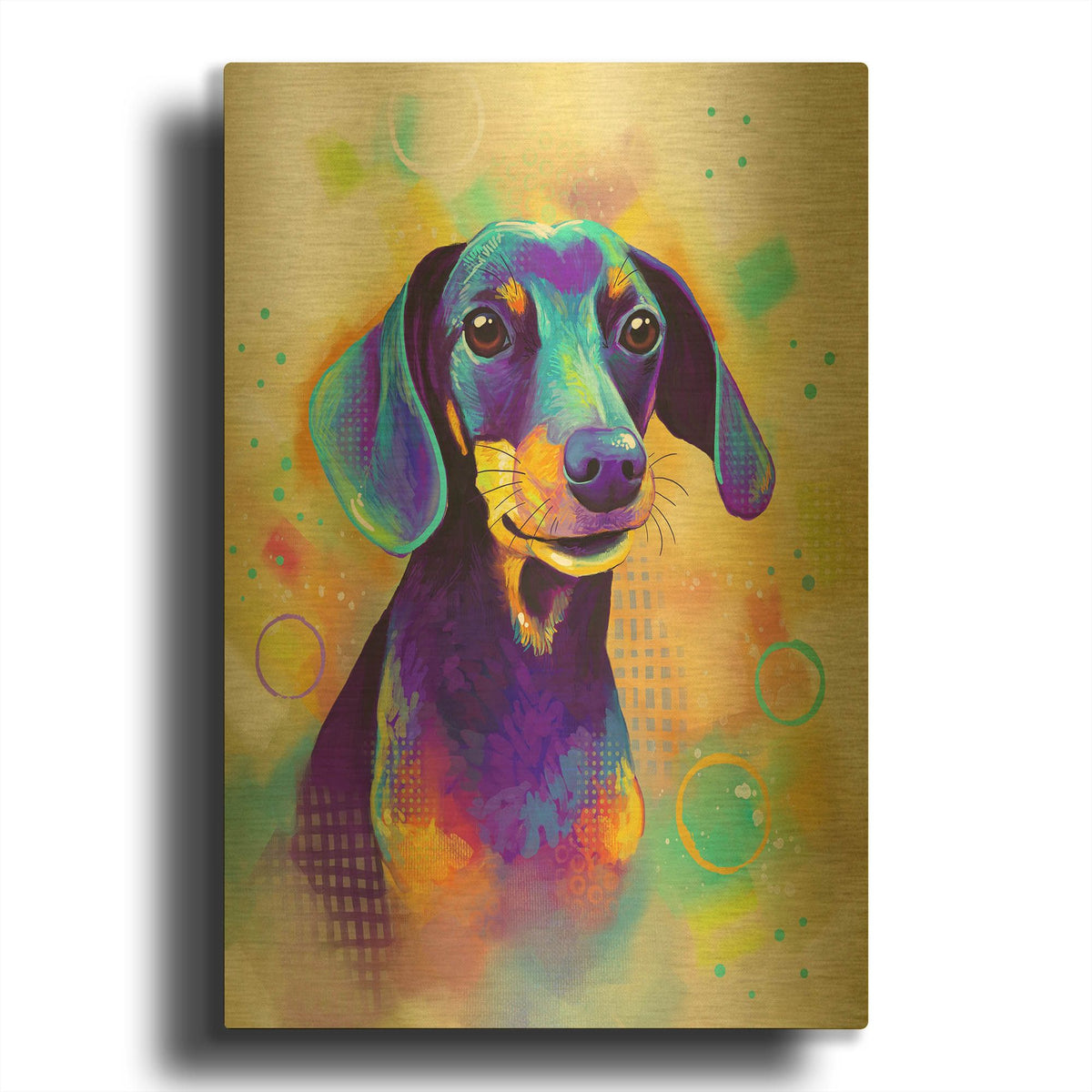 'Pop Art Dachshund 2' By Furbaby Affiliates Gold Metal Wall Art