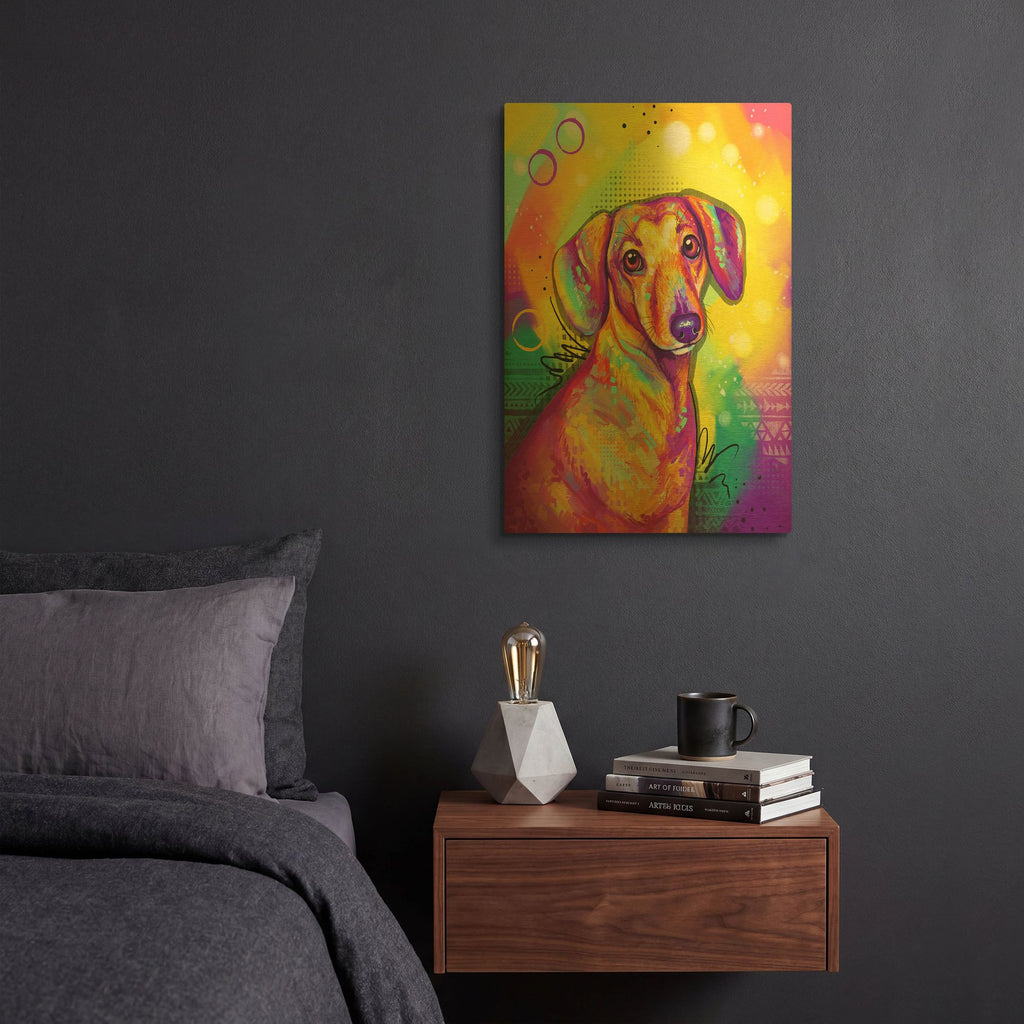 'Pop Art Dachshund' By Furbaby Affiliates Gold Metal Wall Art