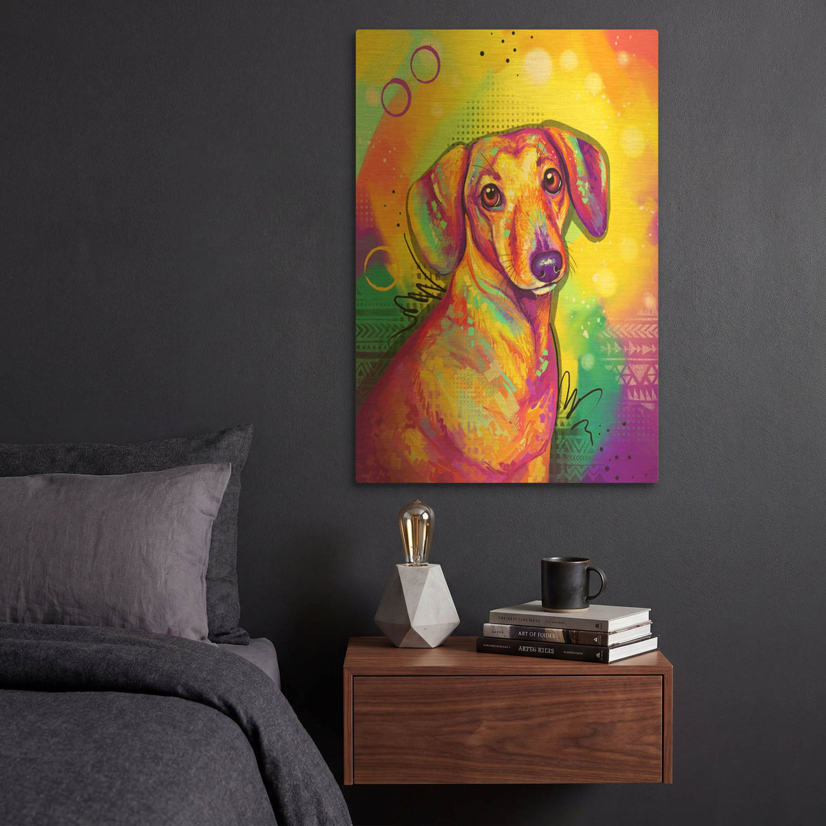 'Pop Art Dachshund' By Furbaby Affiliates Gold Metal Wall Art