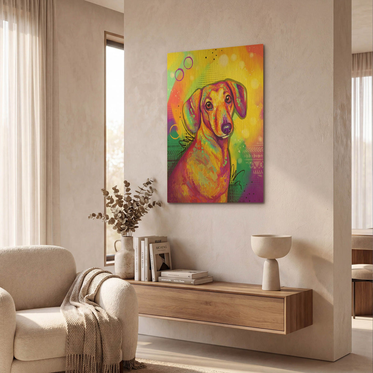 'Pop Art Dachshund' By Furbaby Affiliates Gold Metal Wall Art
