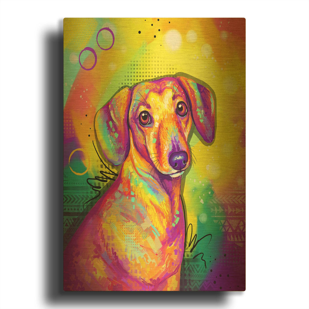 'Pop Art Dachshund' By Furbaby Affiliates Gold Metal Wall Art