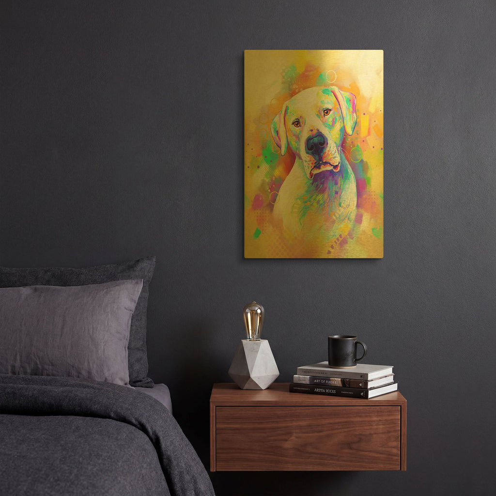 'Pop Art Dogo Argentino' By Furbaby Affiliates Gold Metal Wall Art