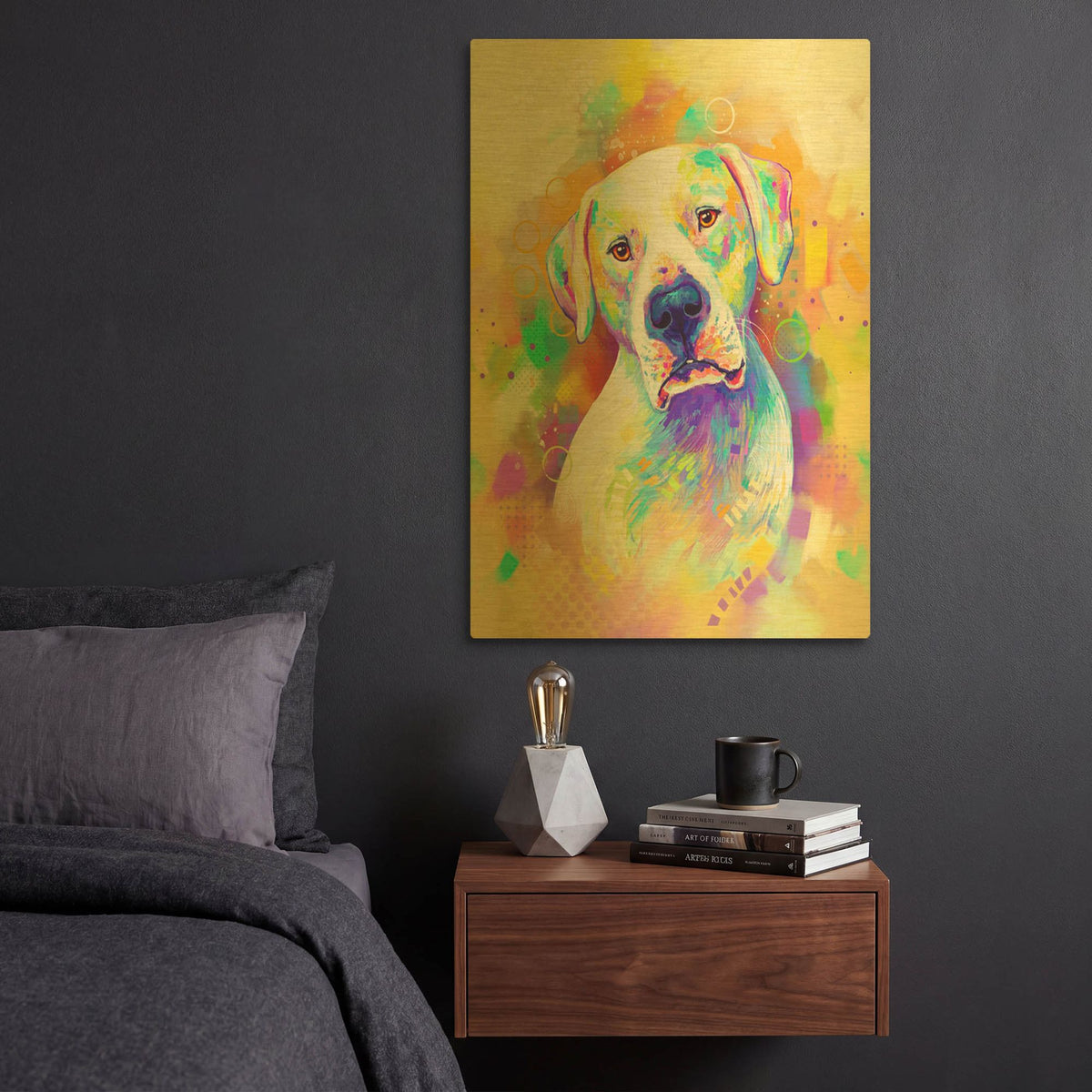 'Pop Art Dogo Argentino' By Furbaby Affiliates Gold Metal Wall Art